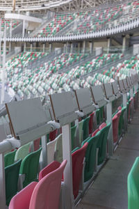 Empty chairs in stadium