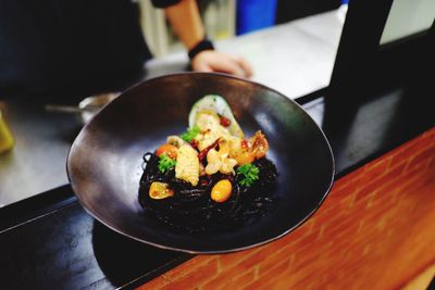 Close-up of salad in plate on table