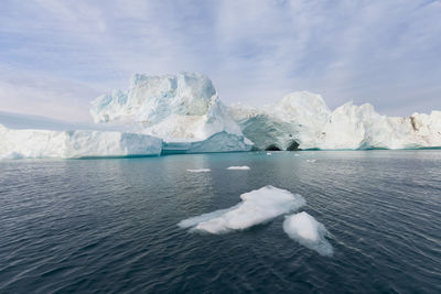 Scenic view of frozen sea against sky