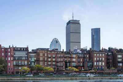 Office buildings and brownstones near charles river in boston, massachusetts