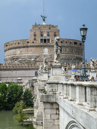 Castle of the holy angel, castel sant'angelo, or mausoleum of hadrian, towering cylindrical building