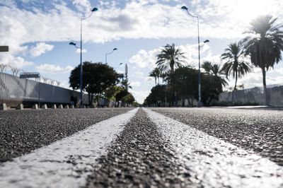 Empty road along trees