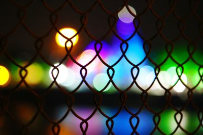 Full frame shot of illuminated chainlink fence