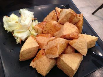 High angle view of meal served in plate