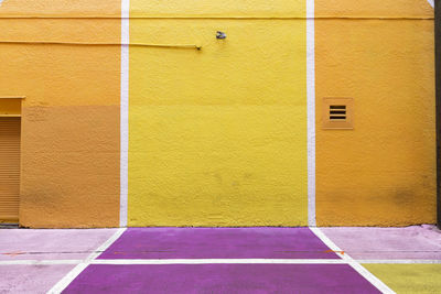 Colored floor and wall of building