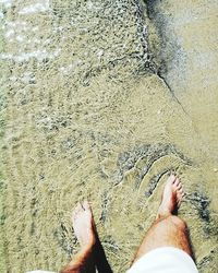 Low section of woman standing on beach