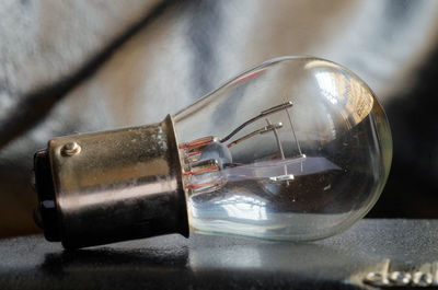 A detailed close view of a bulb on the table