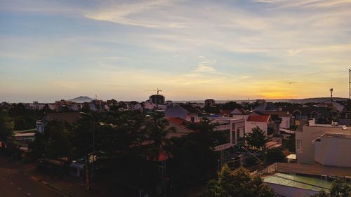 High angle view of buildings in city