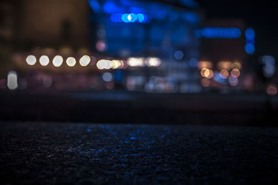 Defocused lights on road at night