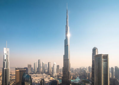 United arab emirates, dubai, view of burj khalifa and surrounding skyscrapers