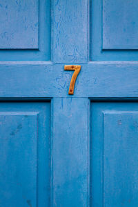 Close-up of blue door