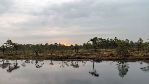 Scenic view of lake against sky