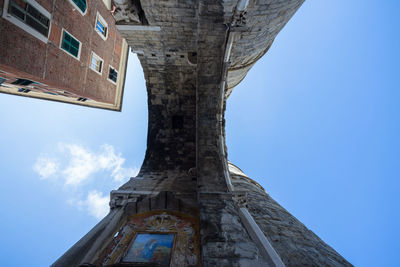 Low angle view of old building against sky