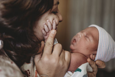 Cute baby mother and daughter