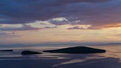 Scenic view of sea against cloudy sky