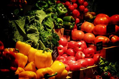 Tomatoes for sale at market stall