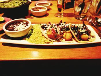 Close-up of food served in plate