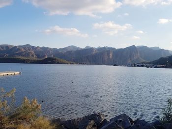 Scenic view of lake against sky