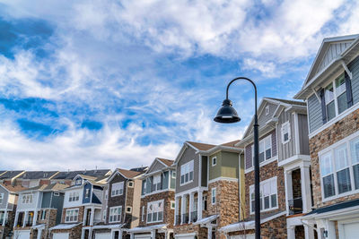 Low angle view of buildings against sky