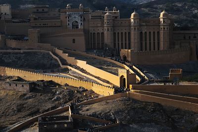 Evening sunlight falling on a entrance of amer fort, jaipur, india. 