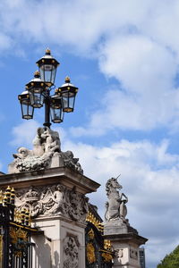 Low angle view of statue against sky