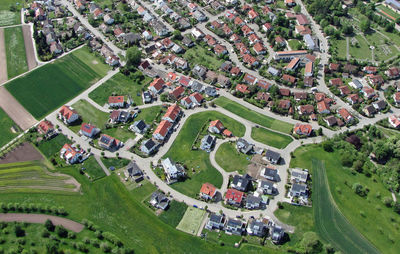 High angle view of town