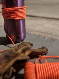 Close-up of hands on table