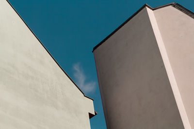 Low angle view of building facade against sky