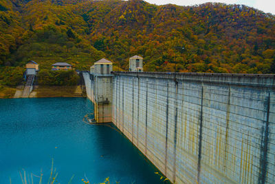 High angle view of dam