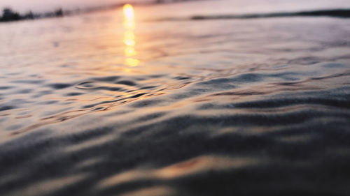 Surface level of sea at sunset