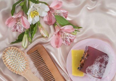 High angle view of cake on table