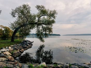 Scenic view of lake against sky