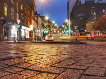 View of city street at night