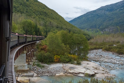 Beautiful alaska - white pass railway crossing a river