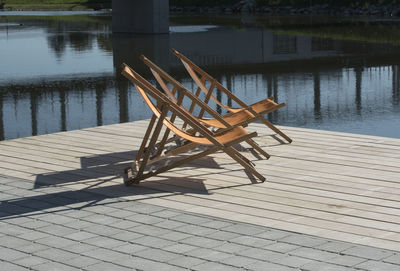 A deck chair for relaxing and chill on the vacation