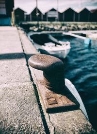 Cleat on pier at harbor