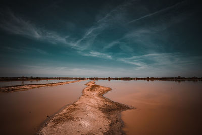 Scenic view of beach against sky during sunset