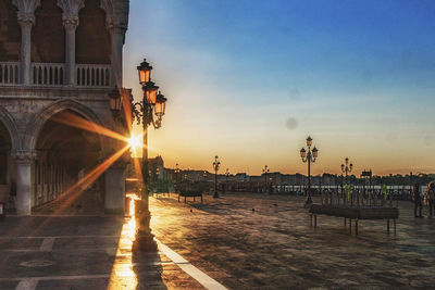 View of city at sunset