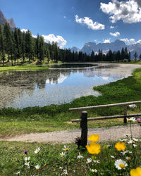 Scenic view of lake against sky