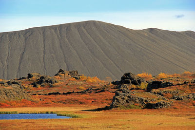 Impressive volcanic landscape in the most beautiful autumn colors
