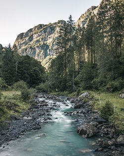 River next to the klöntalersee in switzerland