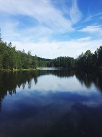 Scenic view of calm lake against sky