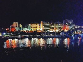 View of illuminated city at night