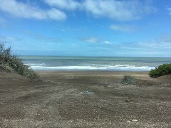 Scenic view of beach against sky