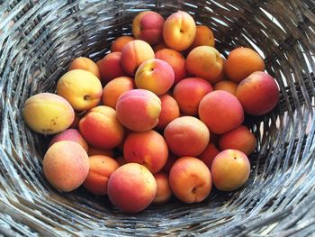 High angle view of fruits in basket