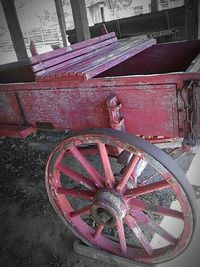 Old car parked on road