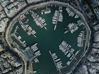 High angle view of city buildings