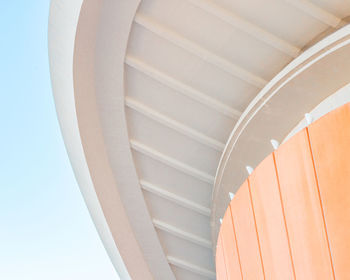 Low angle view of spiral staircase against sky