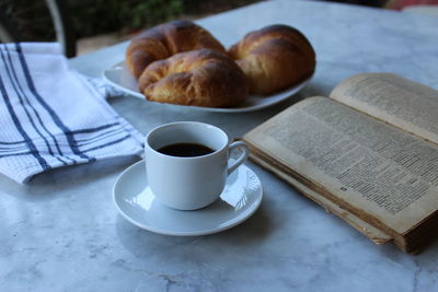 Coffee cup on table