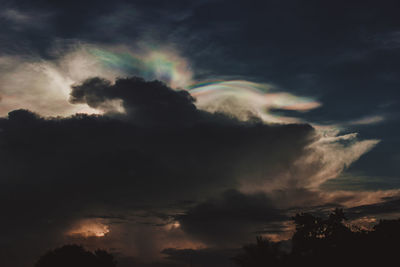 Low angle view of cloudy sky during sunset